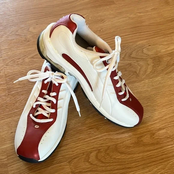 Dr Scholl’s Women’s Red and White Leather Golf Shoes with Golf Glove Size 8.5 - Picture 3 of 16